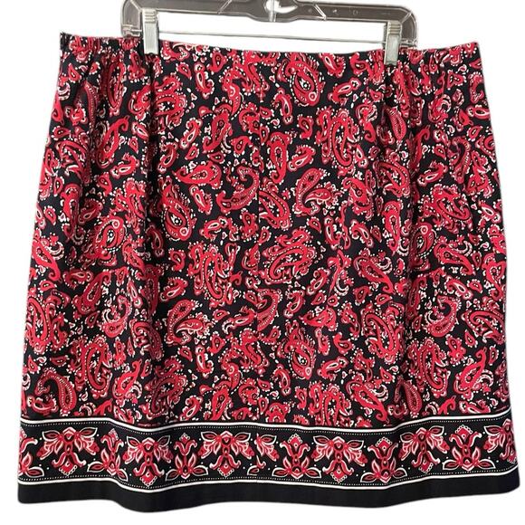 Talbots Woman Red Paisley Print Skirt 18W – Fully‎ Lined, Side Zip - Picture 3 of 6